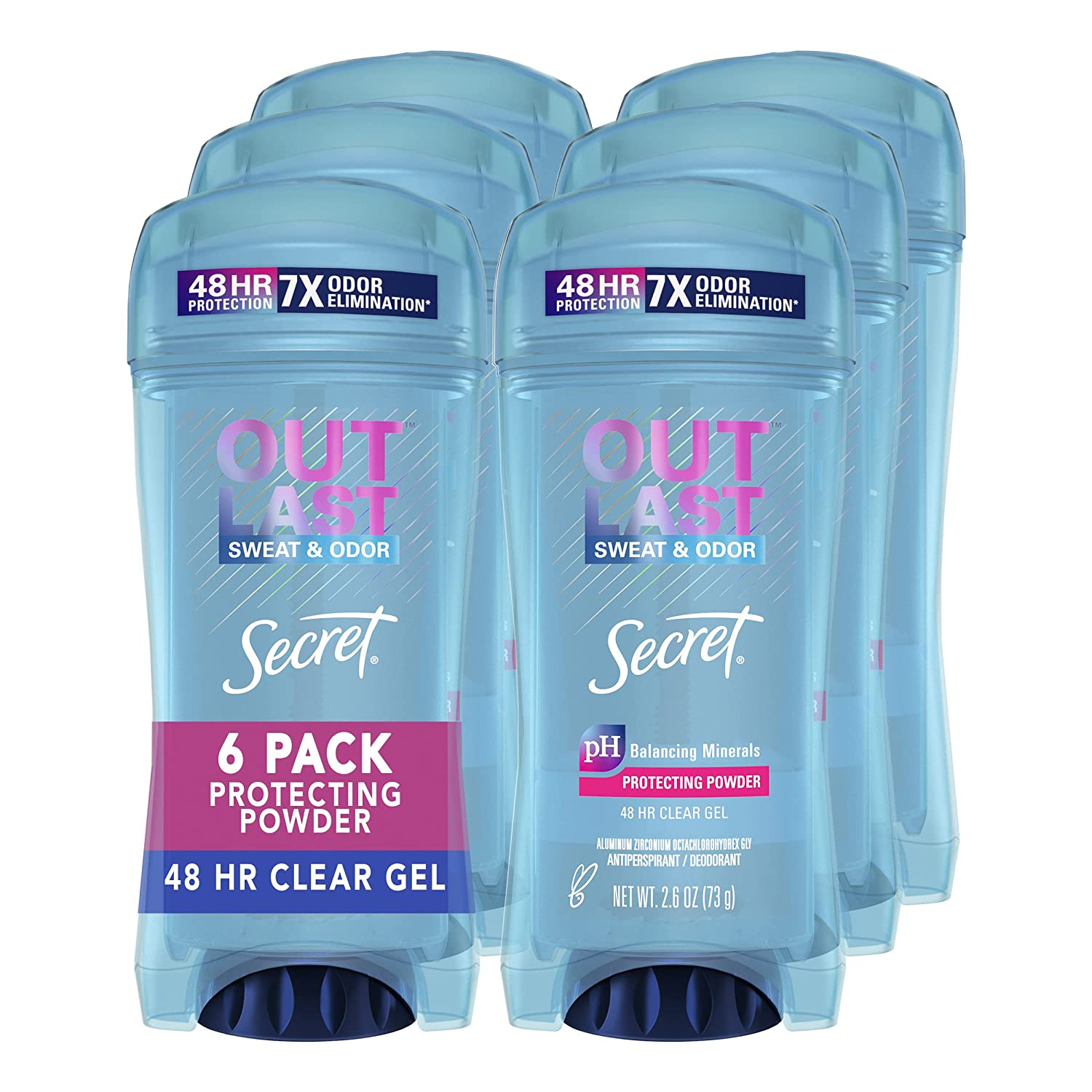 230816075919688_1 Secret Antiperspirant Deodorant for Women, Protecting Powder Scent, Clear Gel, Outlast Xtend, 2.6 Oz (Pack of 6) (Packaging May Vary) - Image 1